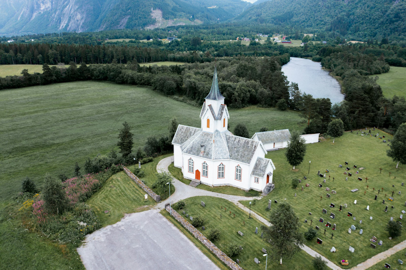 Church in a field