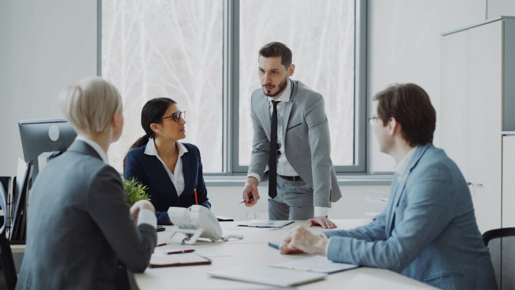 a business meeting in an office